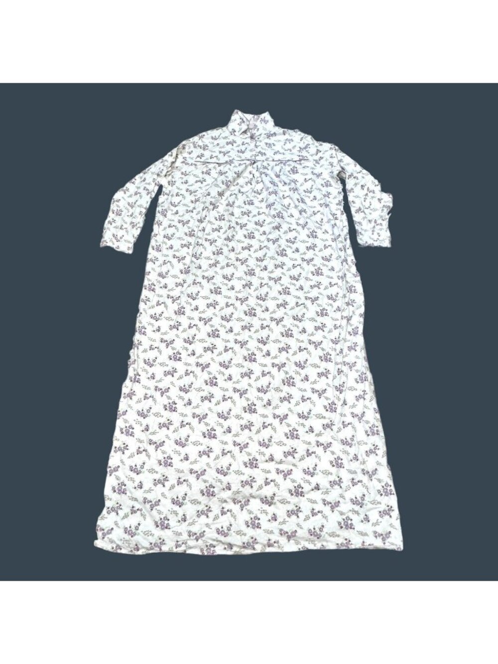 Vtg Sears Small Purple Flowers Floral Nightgown L 16-18 100% Cotton Long Sleeve